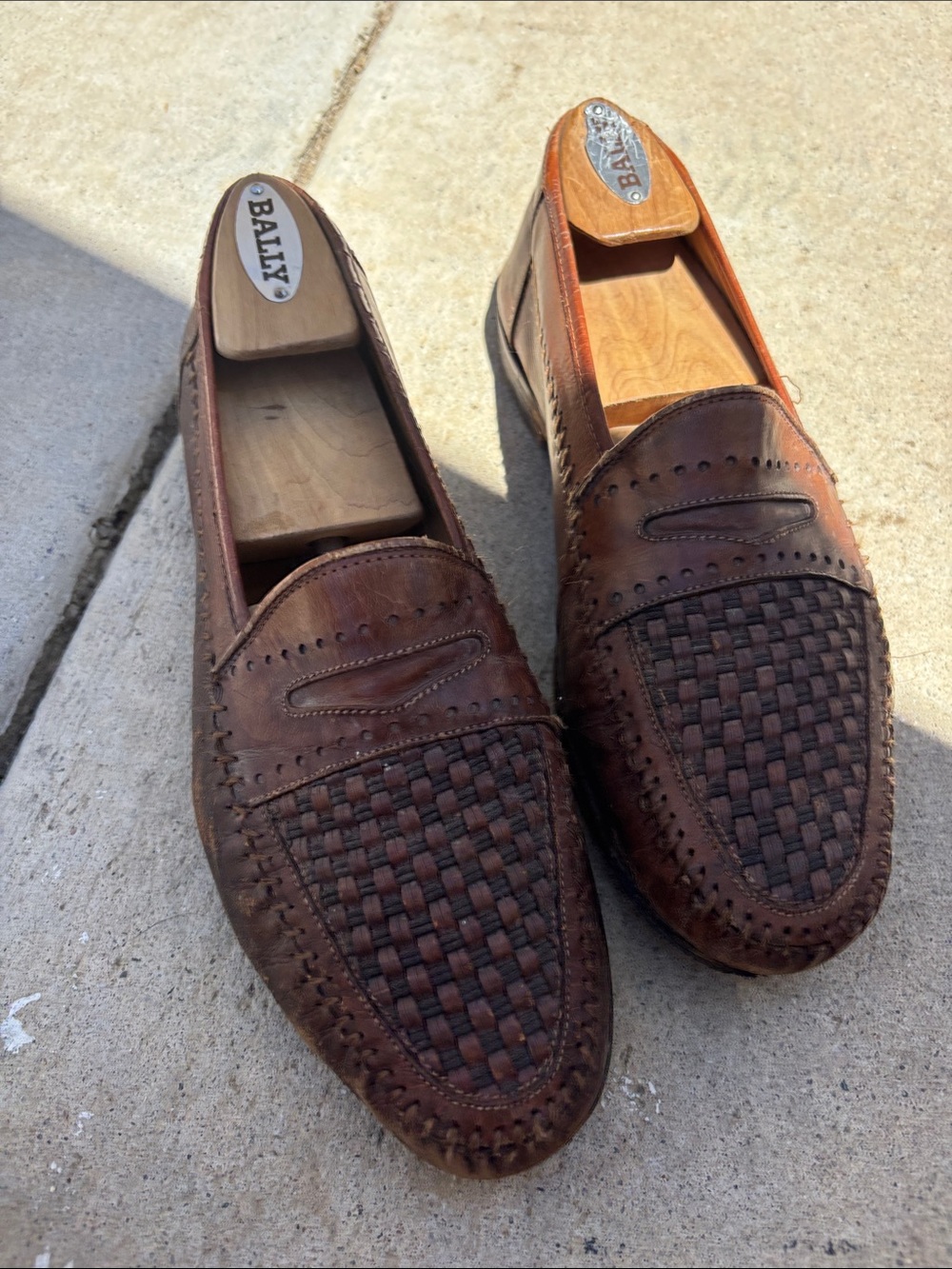 Sandro Men's Brown Woven Leather Slip-On Loafers